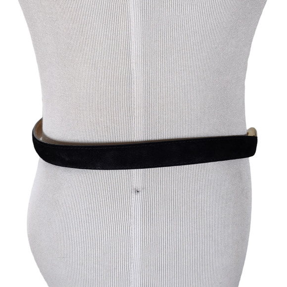 Black Suede Belt Gold Chain Statement Hardware M/L Minimalist Modern main image 8